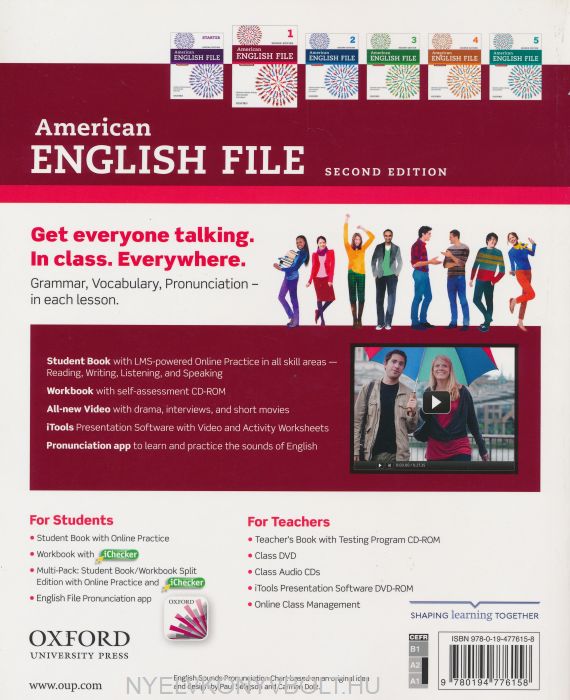 American English File 1 2nd SB+WB+2CD+DVD کتاب امریکن انگلیش فایل 1