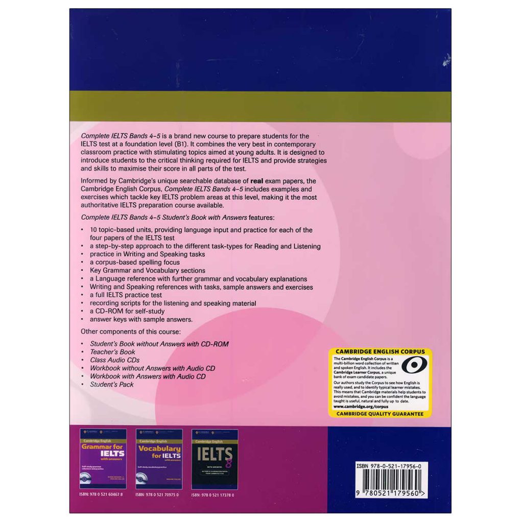Cambridge English Complete IELTS B1 S+W+CD کتاب کامپلیت آیلتس B1 (رحلی رنگی)