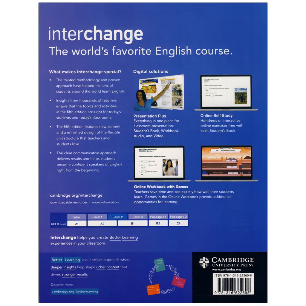 Interchange 2 5th SB+WB+CD وزیری ( چاپ رنگی کتاب دانش آموز با کتاب کار و سی دی)