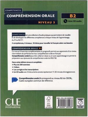 کتاب زبان Comprehension orale 3 - Niveau B2 + CD - 2eme edition سیاه و سفید