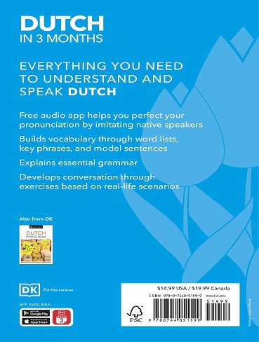 کتاب آموزش زبان هلندی در 3 ماه Dutch in 3 Months with Free Audio App(رنگی)