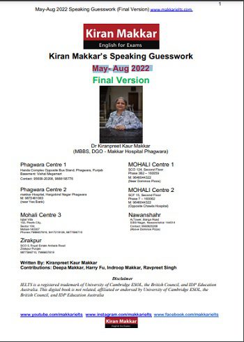 کتاب Makkar IELTS Speaking Guesswork May- Aug 2022 (کپی)